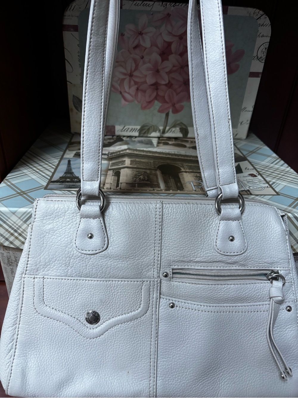 STONE & CO. Beige Leather Shoulder Bag Purse